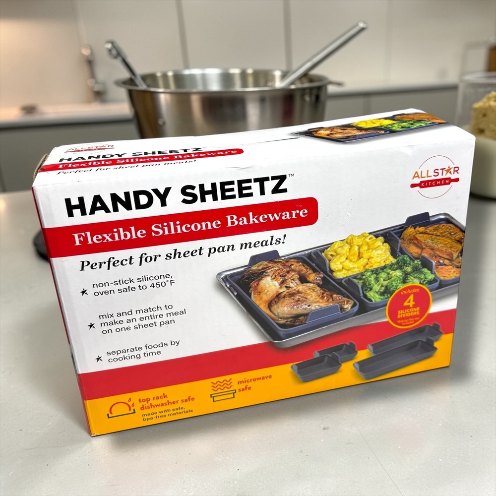 Allstar Kitchen Handy Sheetz Flexible Silicone Bakeware 4 Piece Divider Set Gray